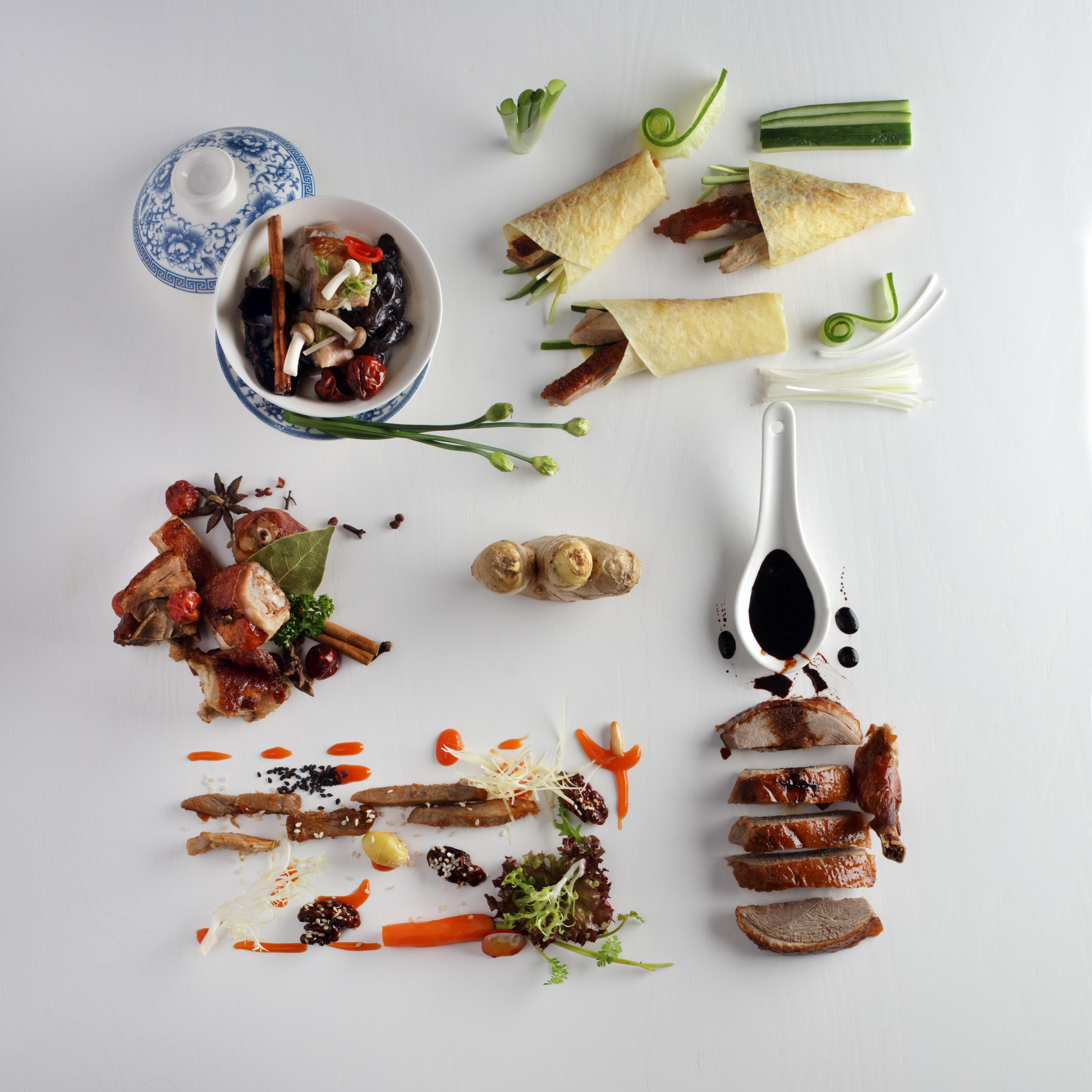 Shangri-La Qaryat Al Beri, Abu Dhabi Exterior photo A selection of Chinese food